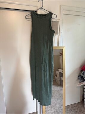SO Olive Green Ribbed Sleeveless Maxi Dress 52 Inches Top to Bottom PTP 18 in
